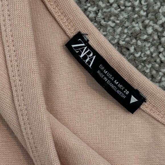 Zara One Shoulder Strap Rounded Cropped Tank Stretch Top Casual Size Medium - Picture 4 of 5